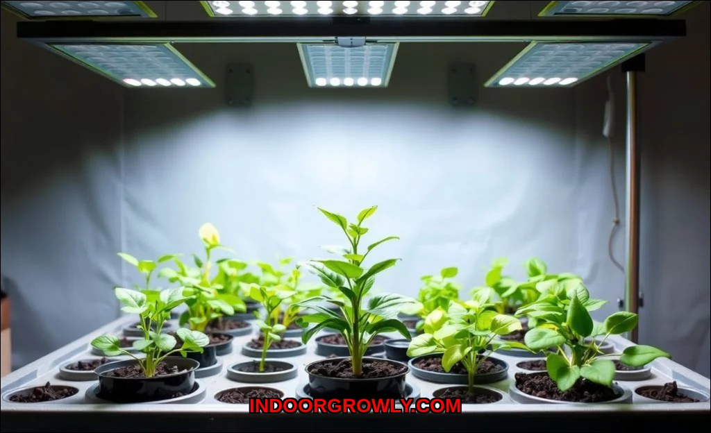 Clean vector illustration of what grow light setti