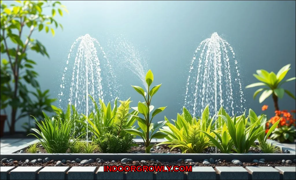 Clean vector illustration of automated watering sy